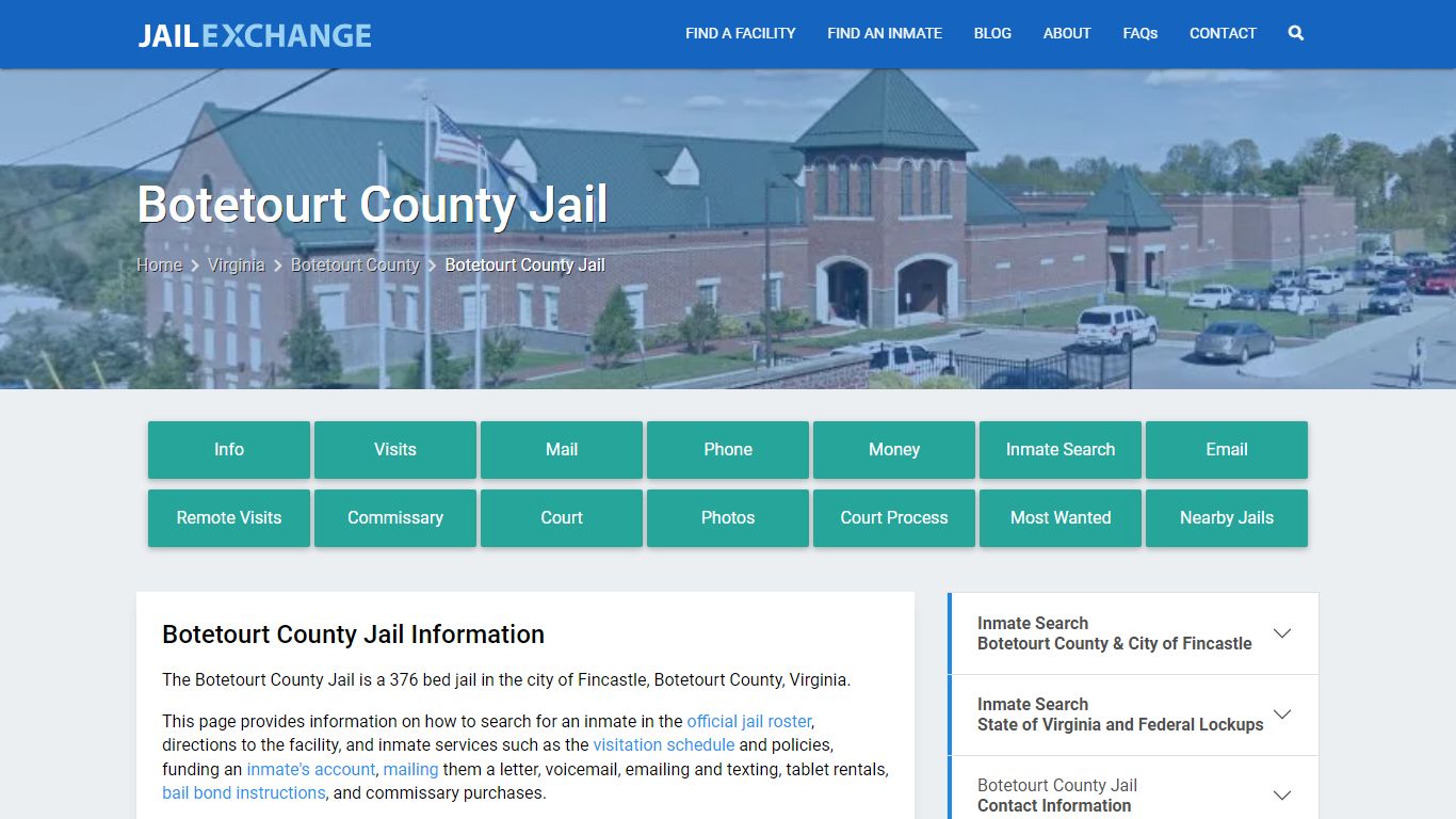 Botetourt County Jail, VA Inmate Search, Information